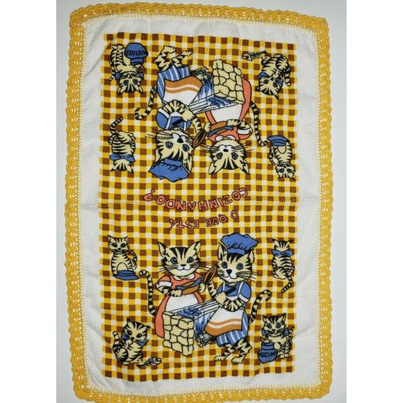 Kitty Cat 18x26 Kitchen Towel Crochet Home Decoration - Picture 1 of 3